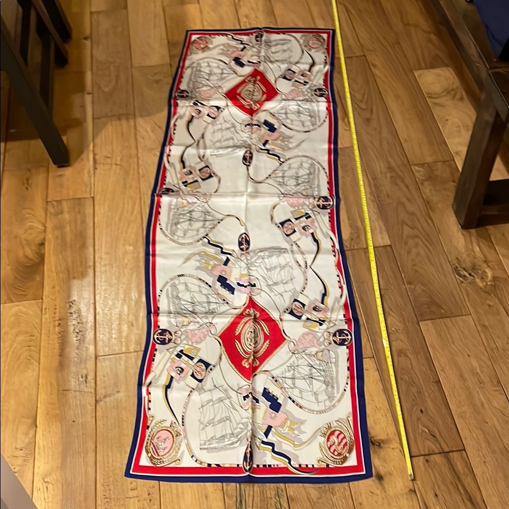 Elegant Red and White Silk Scarf